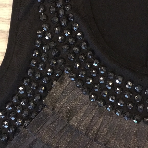 Ruffle and gemstone black midi dress - Picture 4 of 9